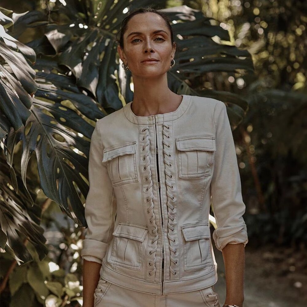 White House Black Market Cream Jean Jacket NWT